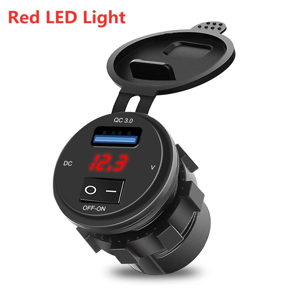 KEBIDU 12V-24V USB Car Charger With Light Power Adaptor Car Socket Separate Switch For QO3.0 For Car hot sales