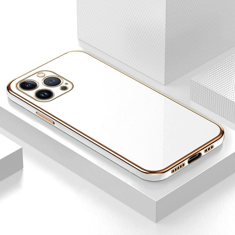 Luxury 6D Plating Soft Casing Silicone Square Frame Phone Case For iPhone 13 Pro Case Shiny Bling Back Cover + Free Lanyard