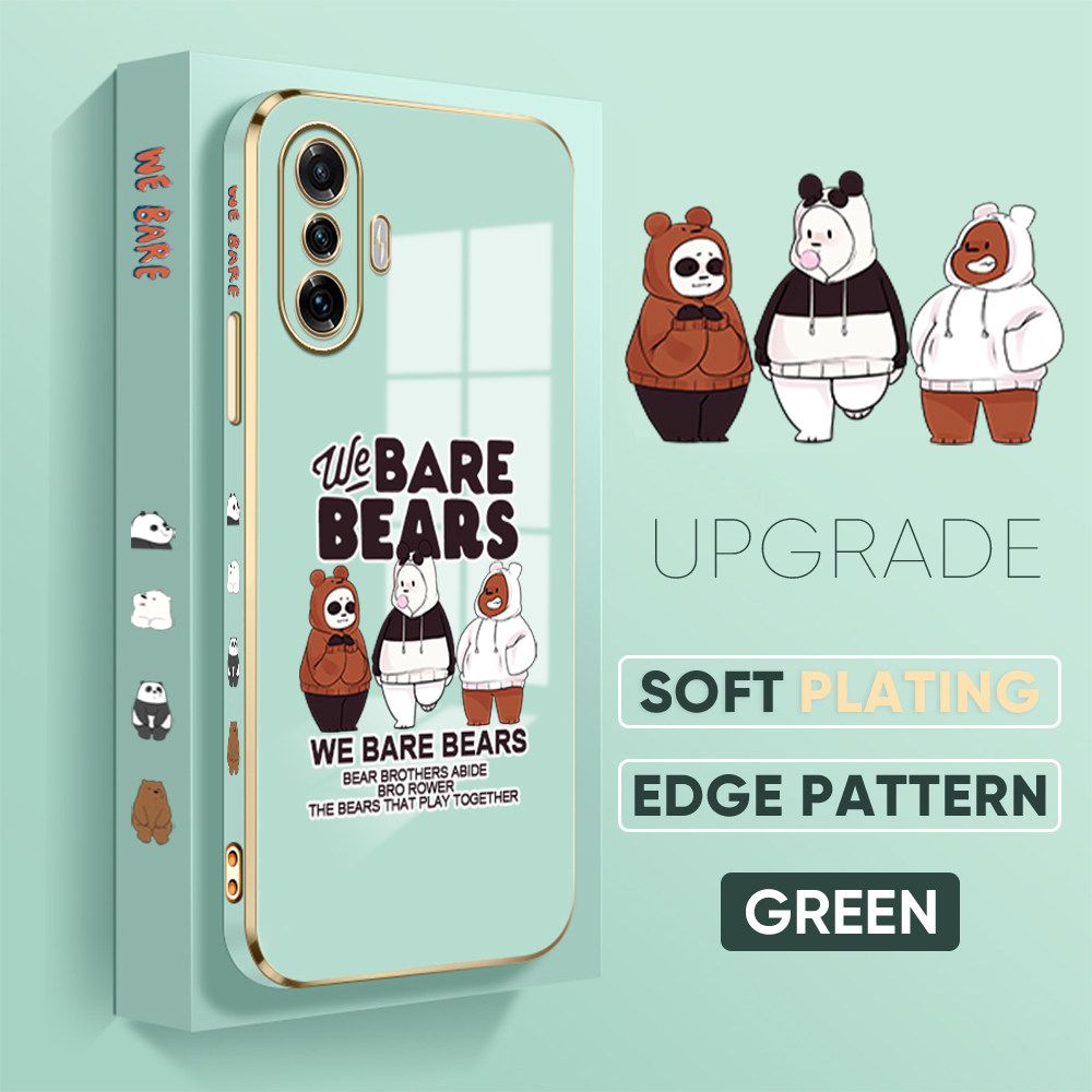 TA for Xiaomi Poco F3 GT / Redmi K40 Gaming Back Cover + Free Lanyard Cute Three Bears Luxury 6D Plating Case Side Pattern Soft Silicone Square Phone Cases