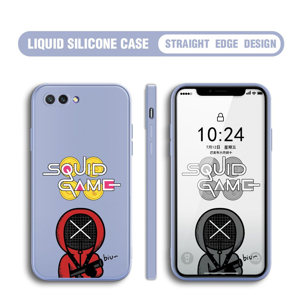 Jizetin for Honor 10 Case Fashion Cartoon Judge Role Phone Cover Square Liquid Silicone Trend Phone Case