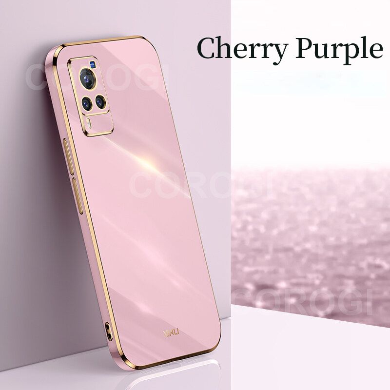For Vivo X60 Pro Cover Fashion Shiny Plating Square Bumper Slim Phone Case Soft TPU Silicone Shockproof Protective Back Cover