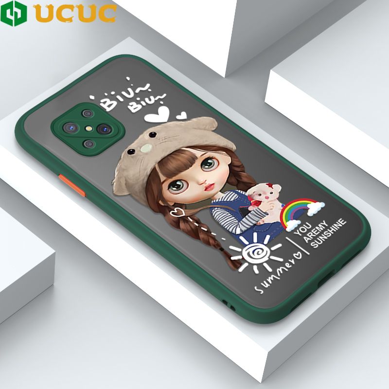 UCUC for OPPO Reno4 Z 5G Back Cover Rainbow Lovely Girls Frosted Transparent Hard Phone Case Thin Shockproof Full Cover Camera Protect Case
