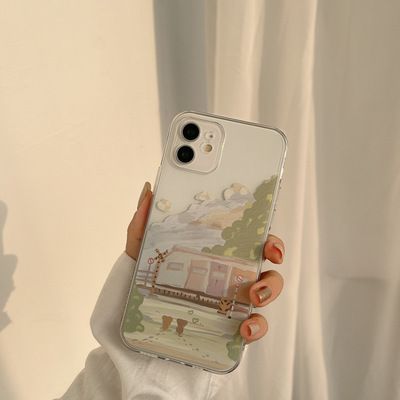 Oil Painting Style Station PatternSoft Silicone Cover Mobile Phone Protective Case