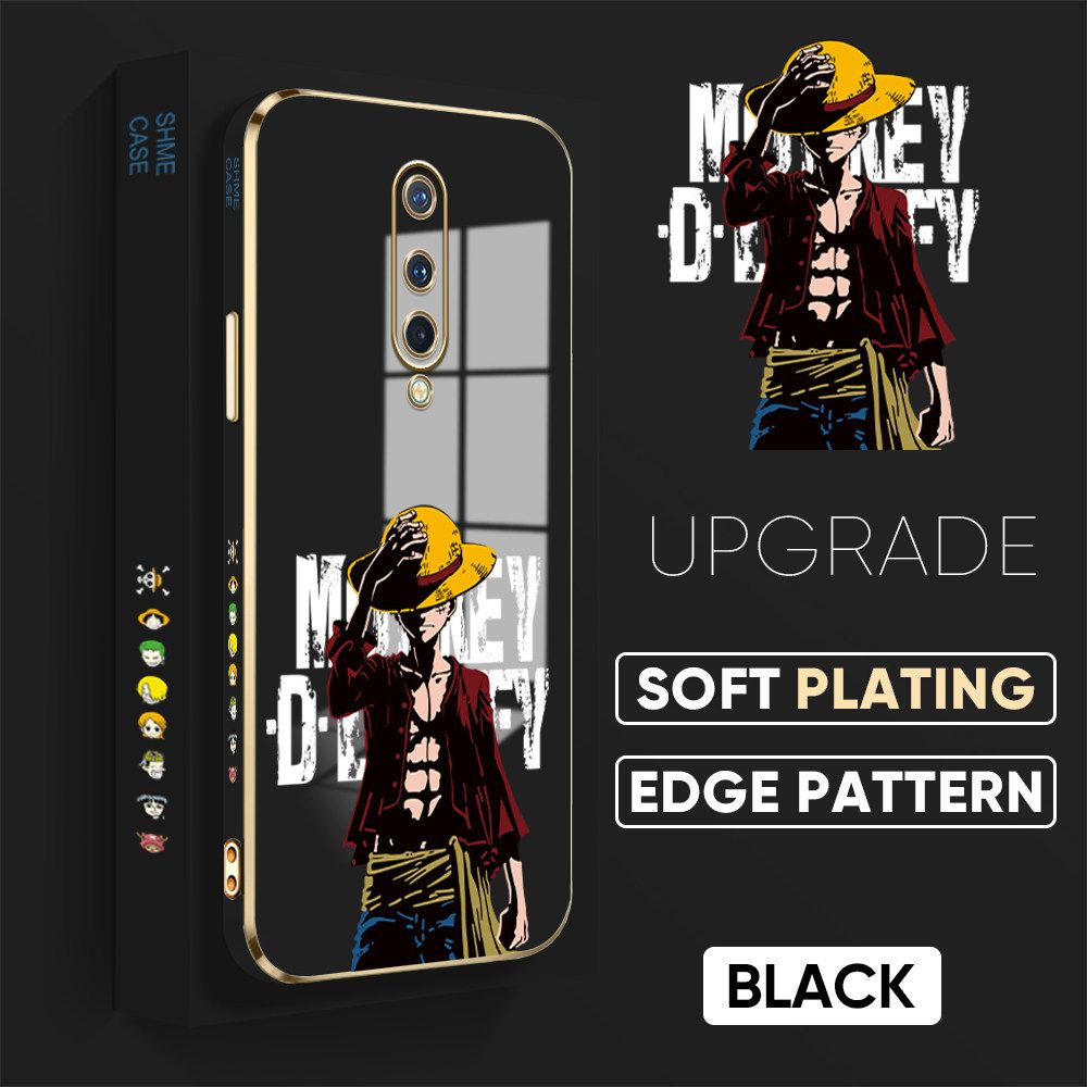 TA for OnePlus 8 Back Cover + Free Lanyard Handsome Luffy Luxury 6D Plating Case Side Pattern Soft Silicone Square Phone Cases