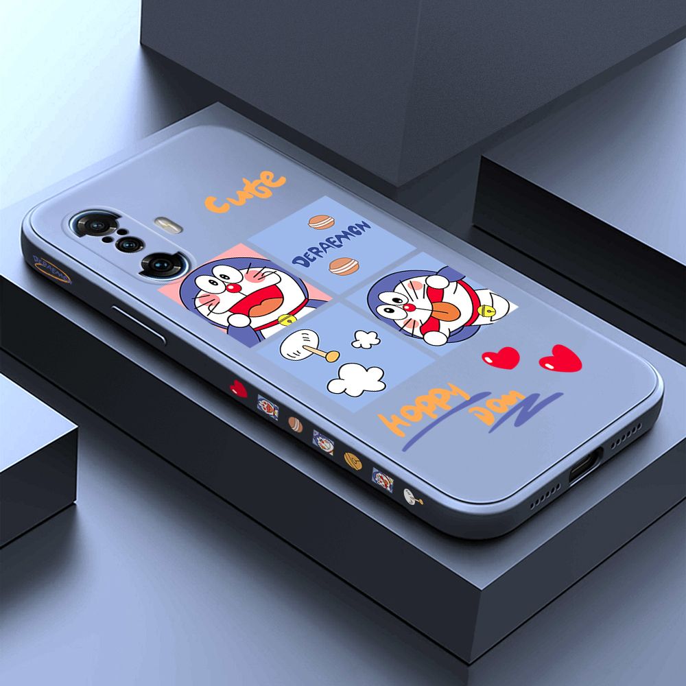 Hontinga for Xiaomi Poco F3 GT Case Side Design Cartoon Cute Cat Back Cover Soft Square Edge Pattern Liquid Silicone Trend Phone Cases