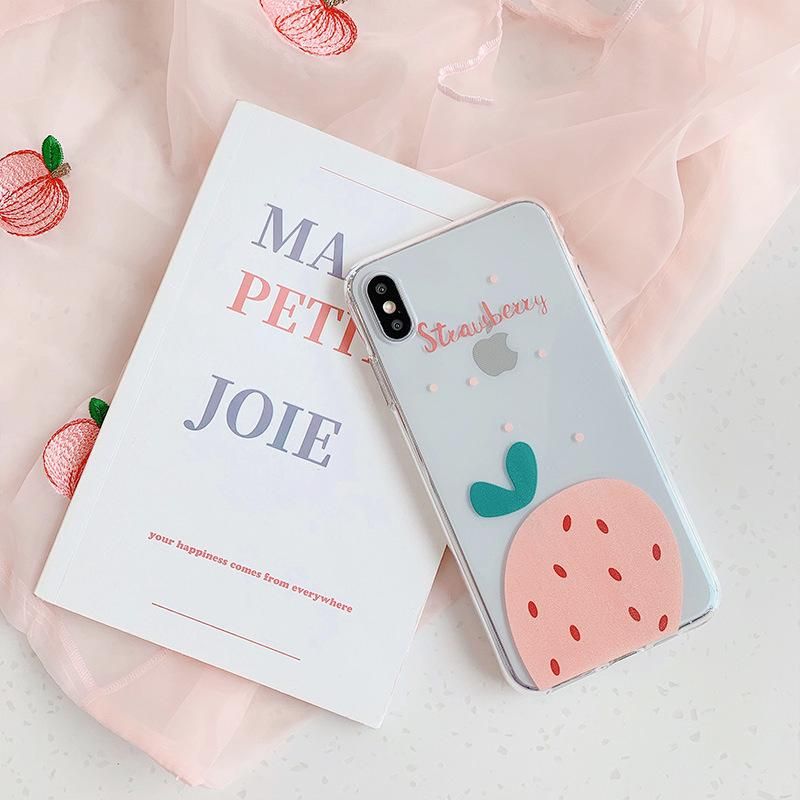 For Iphone 7 8 Plus 6s Pink Strawberry Pattern Phone Case For IPhone X XS 7 8 Plus 6 6S Soft Silicone Transparent Cover Case