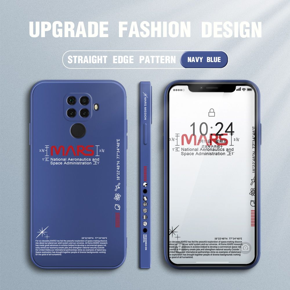 Jizetin for Huawei Nova 5i Pro Case New NASA Design Side Design Phone Case Square Edge Pattern Liquid Silicone Cases Full Cover Camera Soft Protection Case