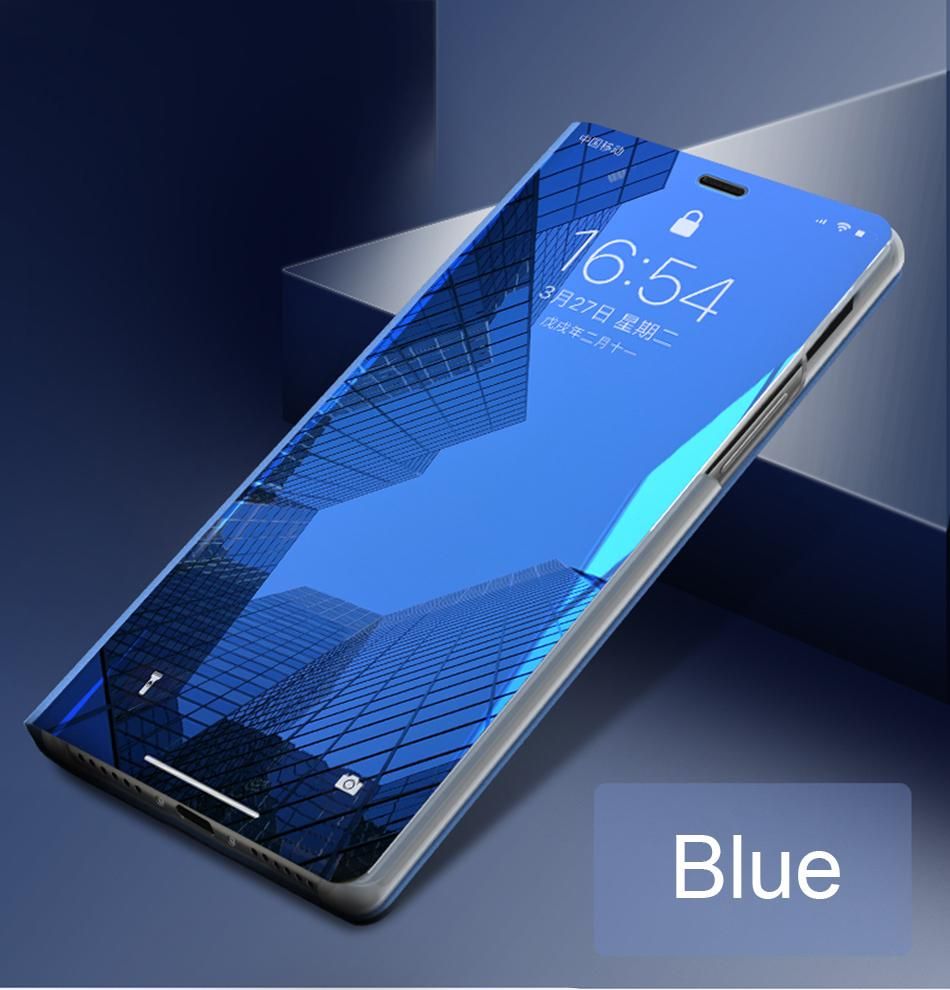 Smart Mirror Flip Phone Case For Samsung Galaxy A9s / Galaxy A9 (2018) View PU Leather Stand Protective Cover