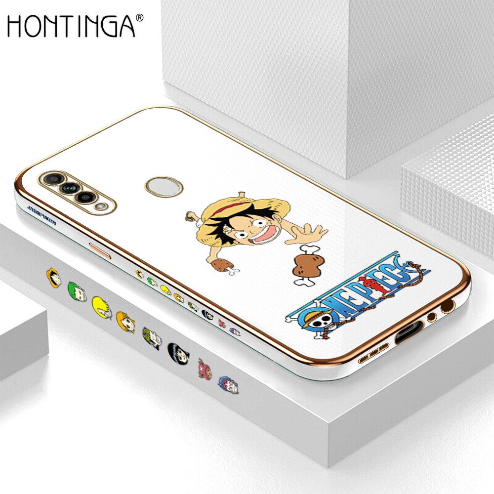 Hontinga for OPPO A31 2020 Back Cover + Free Lanyard Luxury 6D Plating Big Stick Meat Boy Side Pattern Case Soft Silicone Square Mobile Cover