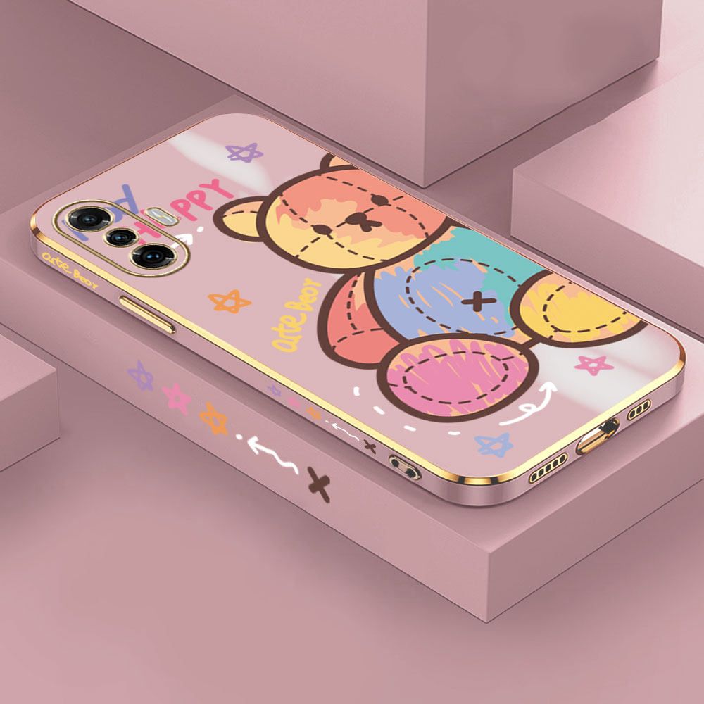 Jizetin (Free Lanyard) Xiaomi Poco F3 GT / Redmi K40 Gaming Case Color Doll Bear Luxury 6D Plating Soft Casing Silicone Ultra Thin Phone Cover