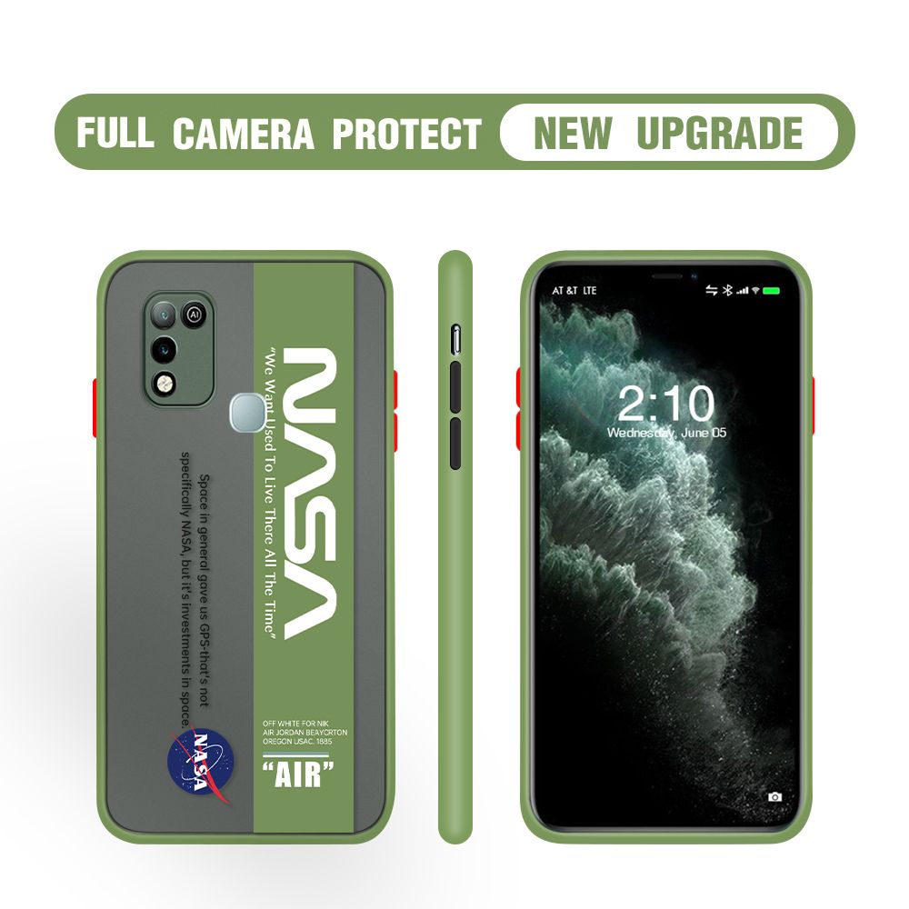 Hontinga for Infinix Hot 10 Play / Hot 11 Play Case Astronaut Space Logo Cases Edge Frosted Transparent Phone Cover