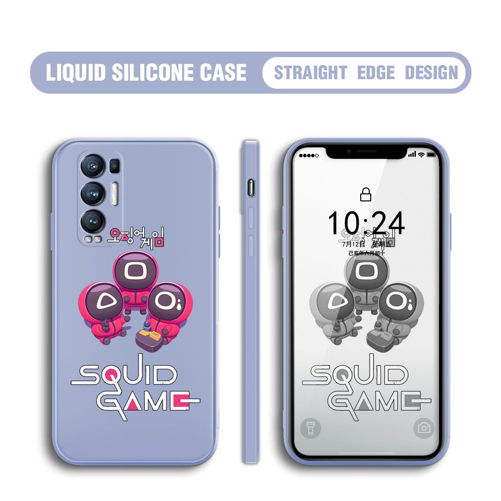 UCUC for OPPO Reno 5 Pro Plus 5G Case Cute Cartoon Cute Squid Character Phone Cover Square Liquid Silicone Shockproof Phone Protective Case