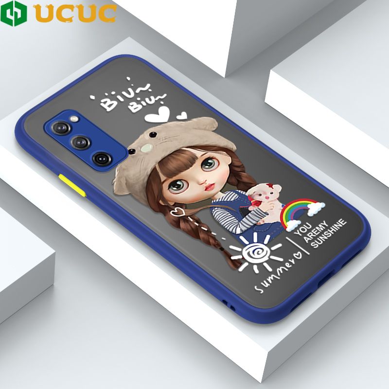 UCUC for Samsung Galaxy S20 FE 5G Back Cover Rainbow Lovely Girls Frosted Transparent Hard Phone Case Thin Shockproof Full Cover Camera Protect Case