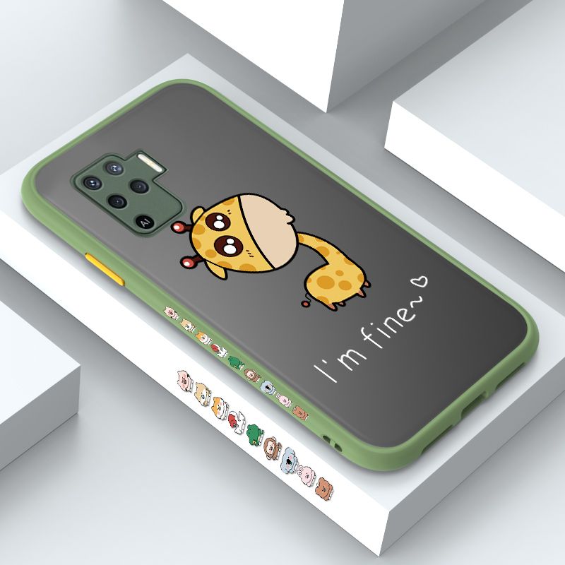 ZeroQiQi for OPPO Reno 5F Case Cute Funny Giraffe Side Printing Cover Frosted Ultra Thin Protective Anti Fall Phone Case