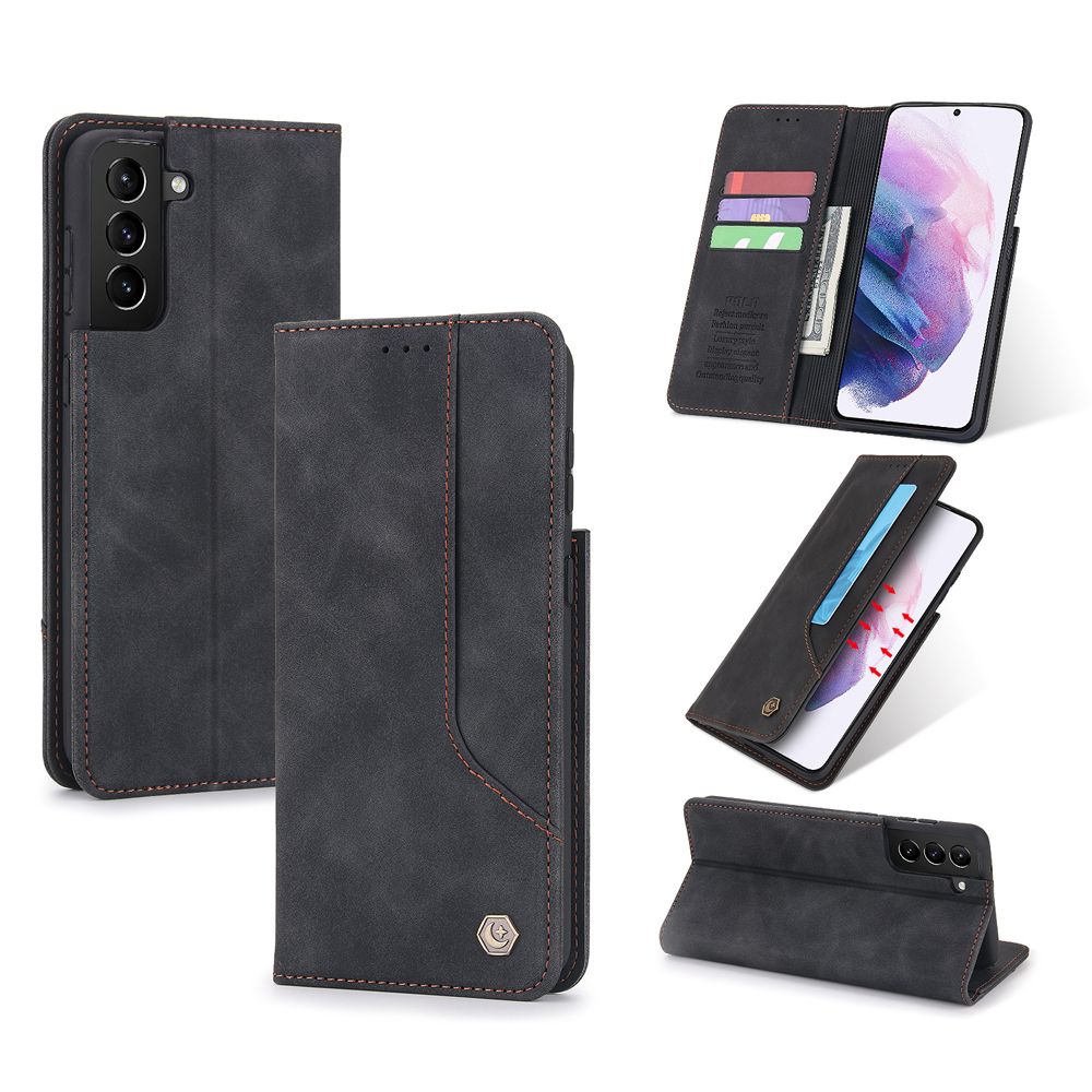 Case For Samsung Galaxy S21 Ultra 5G Phone Case Premium Retro Leather Magnetic Card Wallet Holder Case Shockproof TPU Inner Flip Stand Cover