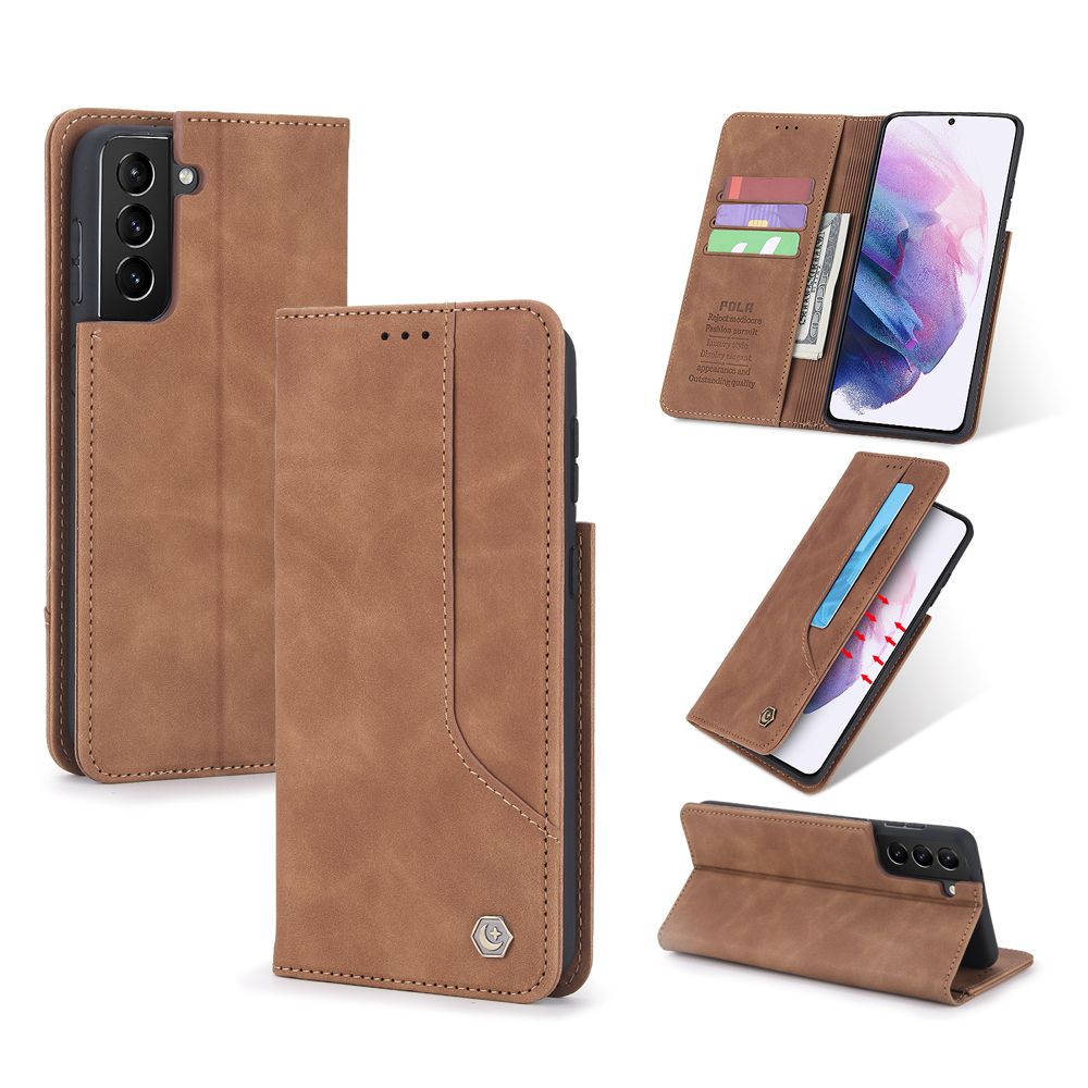 Case For Samsung Galaxy S21 5G Phone Case Premium Retro Leather Magnetic Card Wallet Holder Case Shockproof TPU Inner Flip Stand Cover