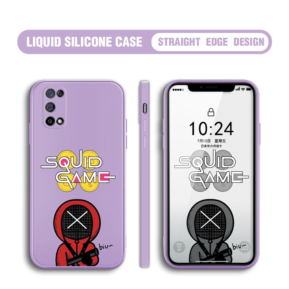 Jizetin for Realme 7 5G Case Fashion Cartoon Judge Role Phone Cover Square Liquid Silicone Trend Phone Case
