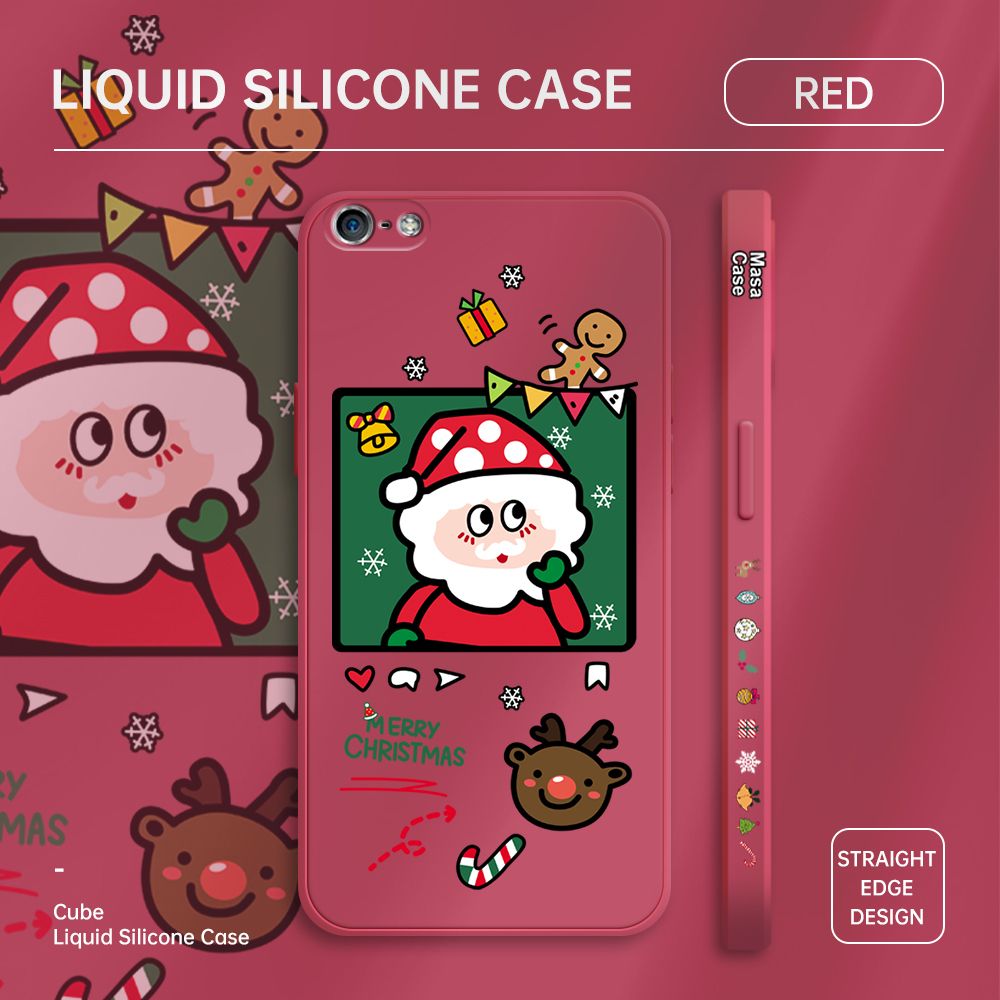 ZeroQiQi for iPhone SE Case Santa Claus Christmas Gifts Side Printing Cases Soft Liquid Silicone Phone Cover