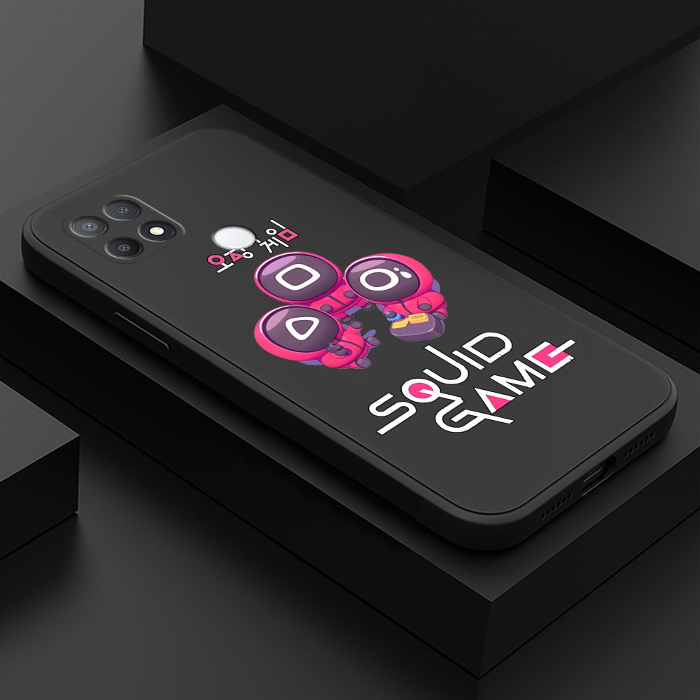 ZeroQiQi for OPPO A15 Case Cute Cartoon Cute Squid Character Phone Cover Square Liquid Silicone Shockproof Phone Protective Case