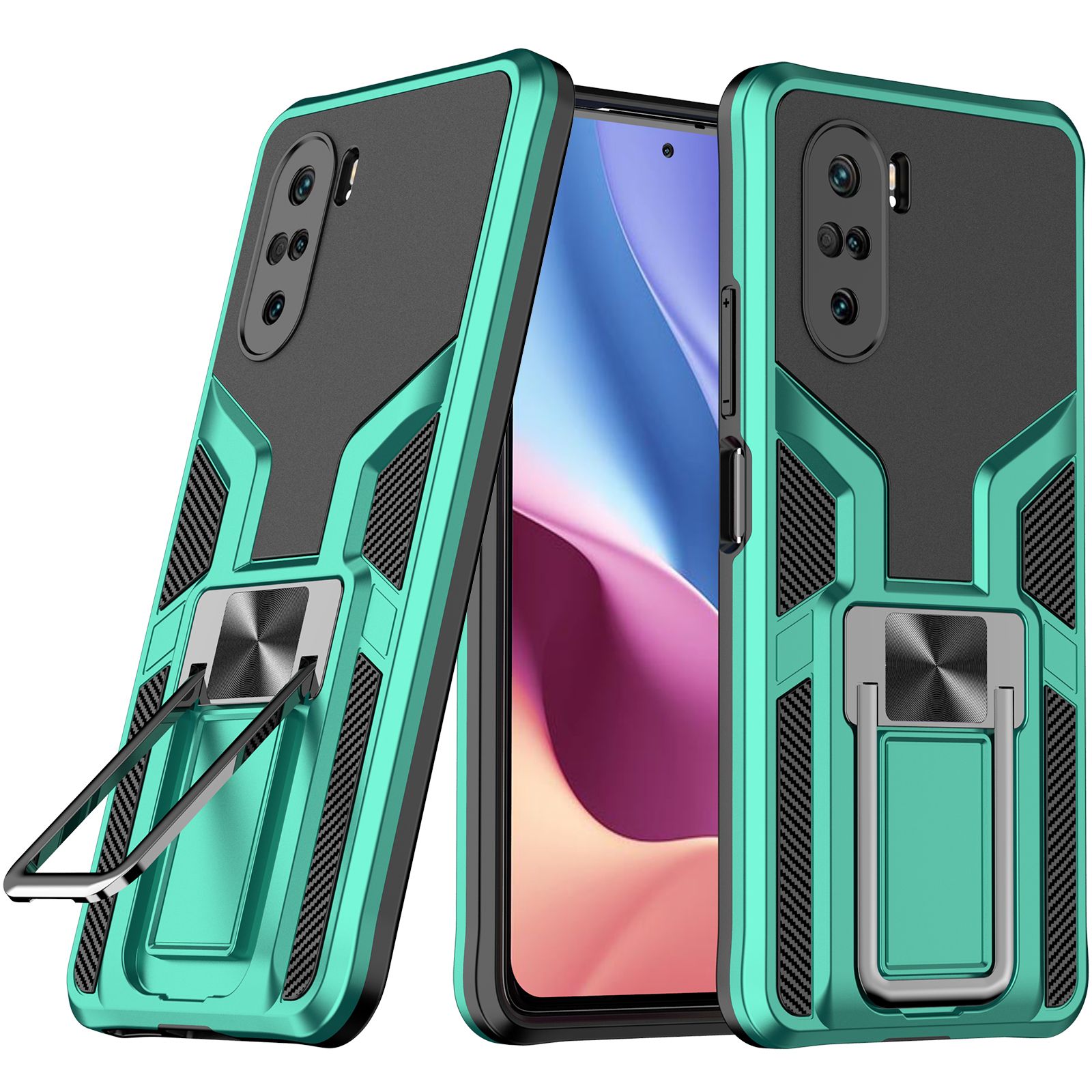 For Xiaomi Redmi K40/K40 Pro Phone Case Bumper Case Magnet Ring Holder Military Back Cover