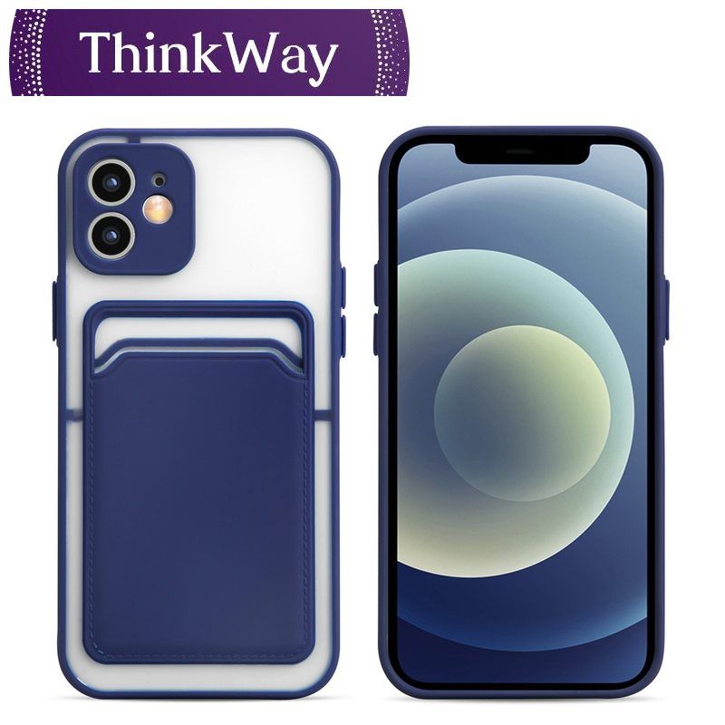 2 IN 1 Card Holder Shockproof Matte Case For iPhone 12 11 Pro Max XR X XS 6 7 8 Plus Mini Luxury Bumper Armor Hard PC Soft Cover