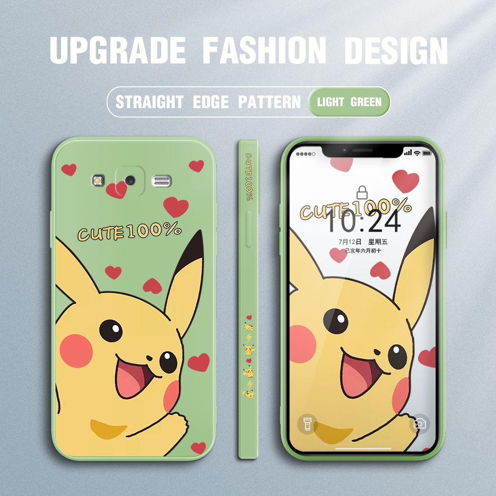 FHKL for Samsung Galaxy J7 2015 Back Cover Cartoon Pikachu Side design Soft Case Multicolor Liquid Silicone Phone Cases