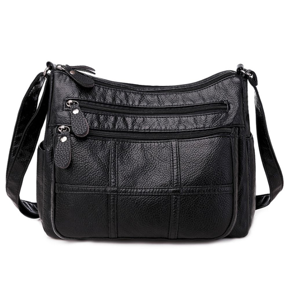Soft Leather Women Shoulder Bag Casual Women's Crossbody Bag Purse Female Handbags Washed Leather Messenger Bag,C