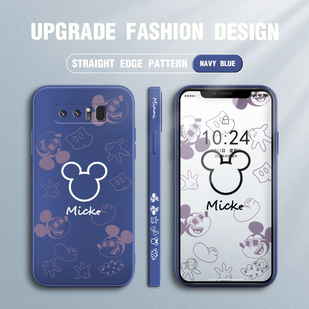 FHKL for Samsung Galaxy Note 8 Back Cover Mickey Print Side design Soft Case Multicolor Liquid Silicone Phone Cases