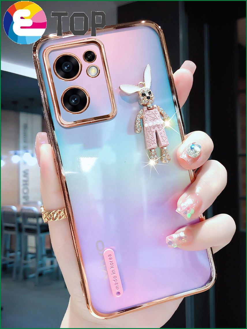 Suitable for opporeno7 mobile phone shell transparent silicone soft shell reno7Pro cartoon cute rabbit protective sleeve se