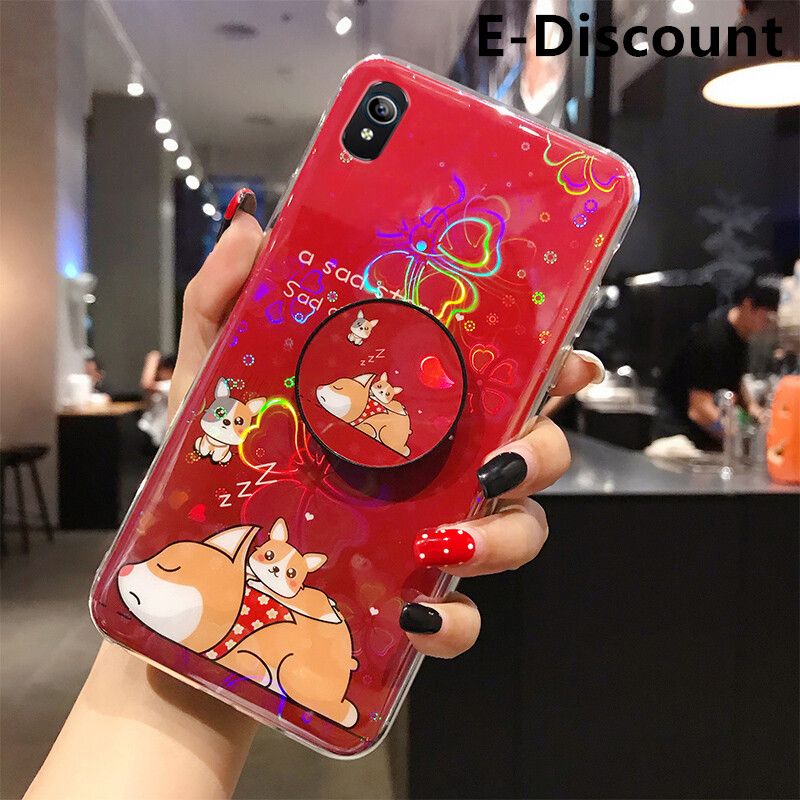 For Samsung Galaxy A03 Core Case Cute Cartoon Bear Cases Soft Silicone Bracket Holder stand Back Cover Colorful Cherry Blossoms For Samsung A03 Core Back Cover