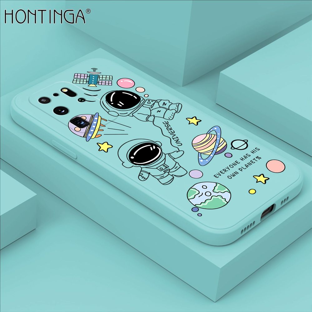 Hontinga for Samsung Galaxy S20 Ultra Case Fashion Earth Planet Astronaut Phone Case Soft Square Edge Silicone Cases Full Lens Cover Shockproof Protection Cover