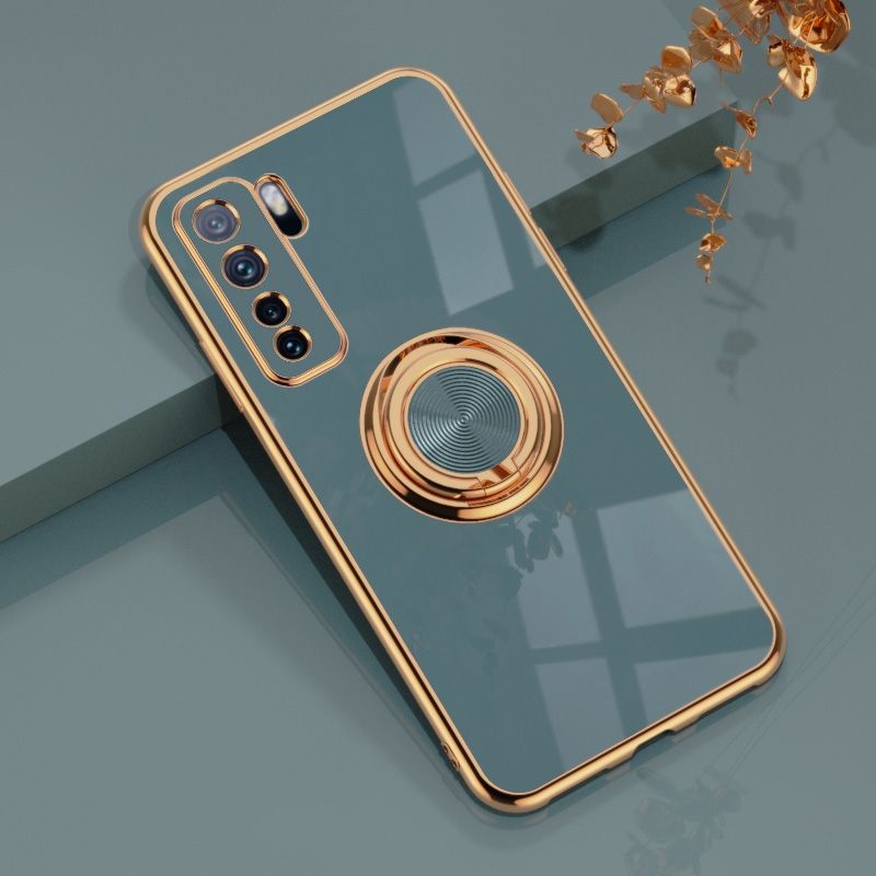 For Huawei Nova 6 Luxury Electroplating Soft TPU One-piece Shell with Ring is Compatible case