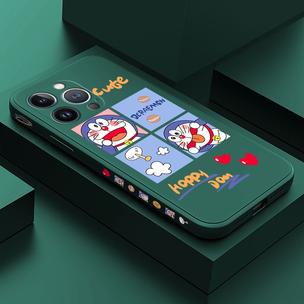 Hontinga for iPhone 13 Pro Max Case Side Design Cartoon Cute Back Cover Soft Square Edge Pattern Liquid Silicone Trend Phone Cases