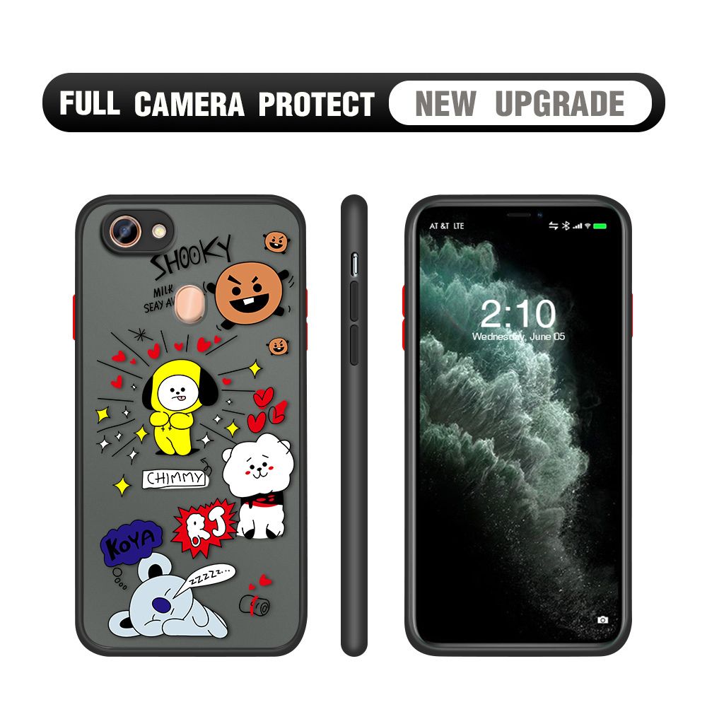 Hontinga for OPPO F5 Case Cute Cartoon Animals Camera Shockproof Protection Casing Edge Frosted Transparent Phone Cover