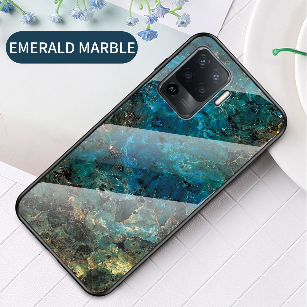 Case for OPPO A94 4G Tempered Glass Protective Layer on the Back and TPU Bumper Anti+shock Shock Absorption Protective Cover