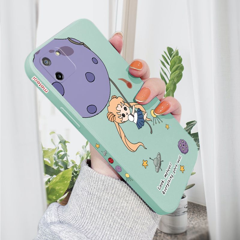 AMORVOR for Realme C11 Back Cover Lovely Sailor Moon Side design Soft Case Liquid Silicone Phone Cases