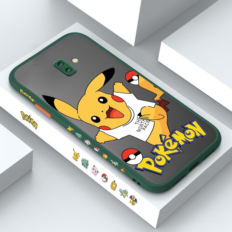 ZeroQiQi for Samsung J6 Plus 2018 Case White Clothes Pikachu Side Printing Cover Frosted Ultra Thin Protective Anti Fall Phone Case