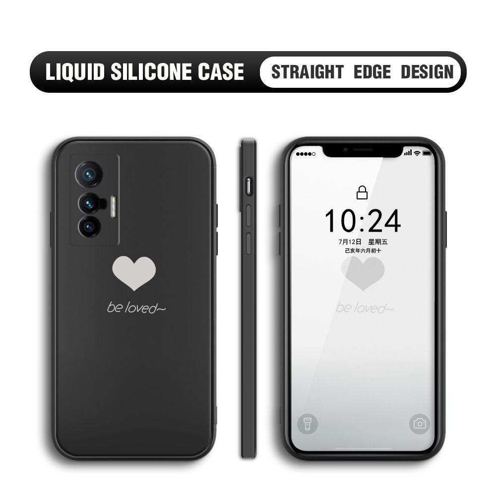 Jizetin for Vivo X70 5G Back Cover Little Love Multicolor Liquid Silicone Phone Case Soft Square Lens Protection Phone Cases