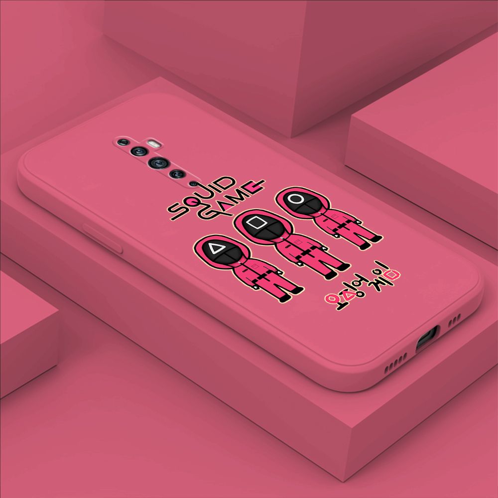 ZeroQiQi for OPPO Reno2 F Case Trend Cartoon Korean Squid Phone Cover Liquid Silicone Case Phone Protective Case