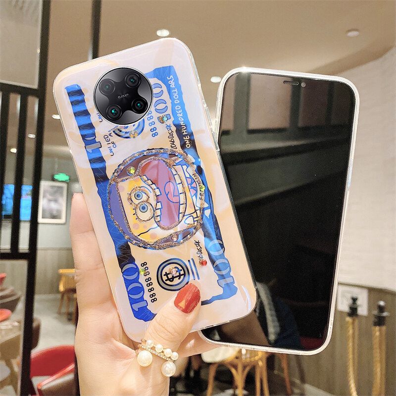 Phone case Xiaomi Poco F2 Pro Case Blue-Ray Bling Glitter Cartoon SpongeBob Patrick Silicone Back Cover For Mi Poco F2 Pro Cases