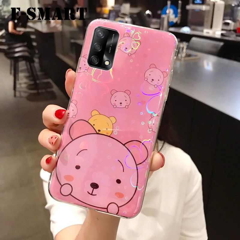 For Realme GT Master Edition Case Cute Cartoon Bear Back Covers Soft Silicone Colorful Cherry Blossoms for Realme GT Master Edition Back Cover