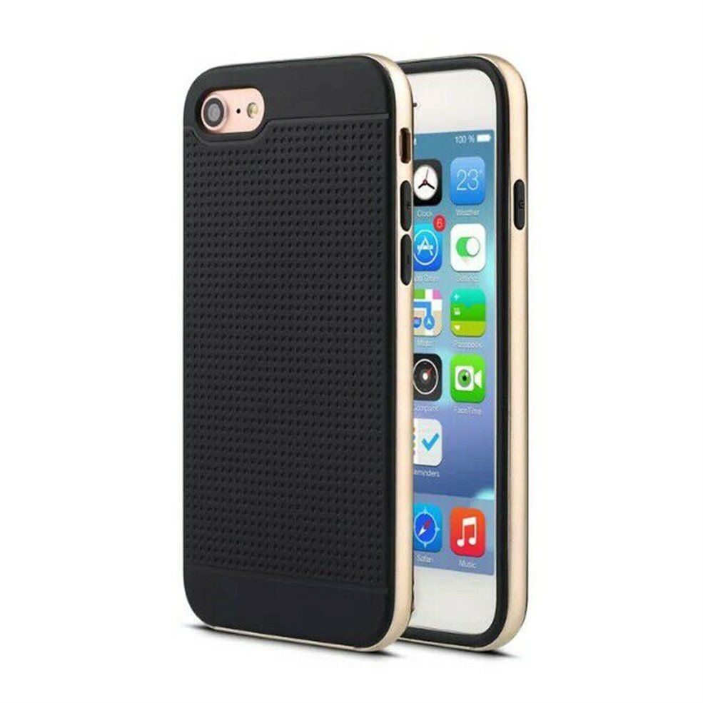 2 in 1 Two Layers TPU Shockproof Drop Protective Cover Case for iPhone 7 PlusBlack & Golden for IPhone 7 Plus