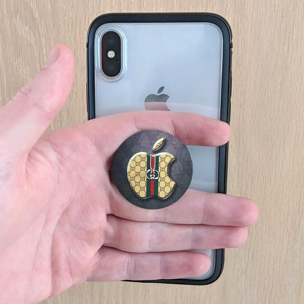 3D Pop Up Socket For Mobile With  Phone Holder Socket Hook For Car-Apple Logo