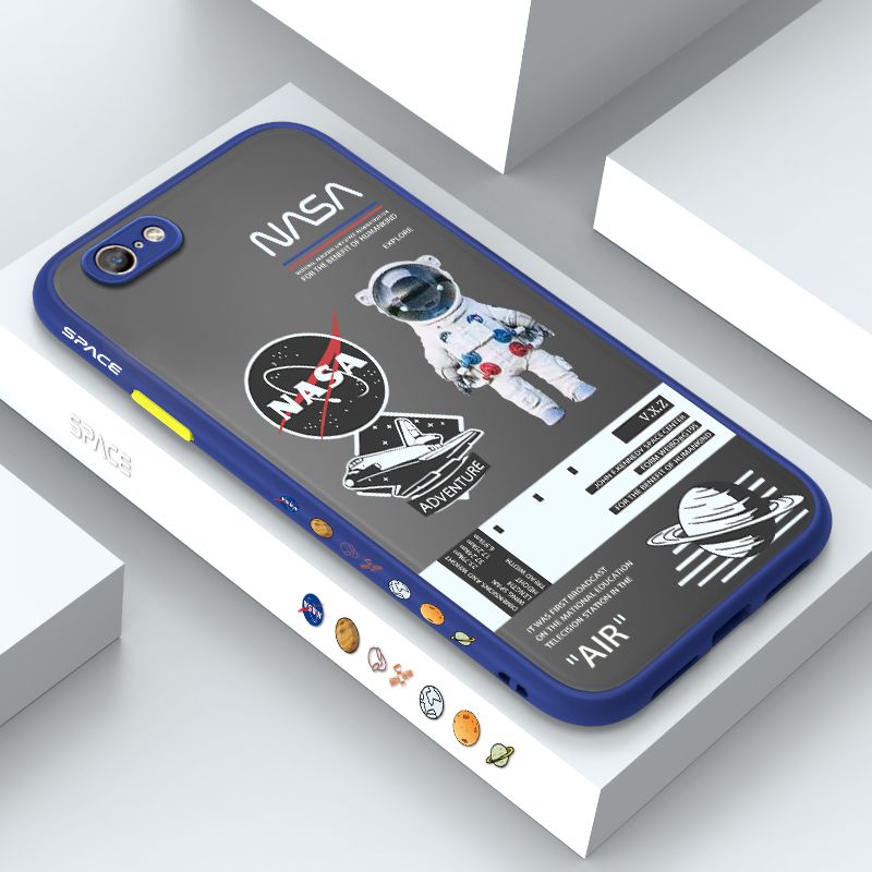ZeroQiQi for OPPO A39 Case Creative Cartoon Astronaut Side Printed Pattern Design Phone Cover Frosted Transparent Ultra Thin Protective Phone Case