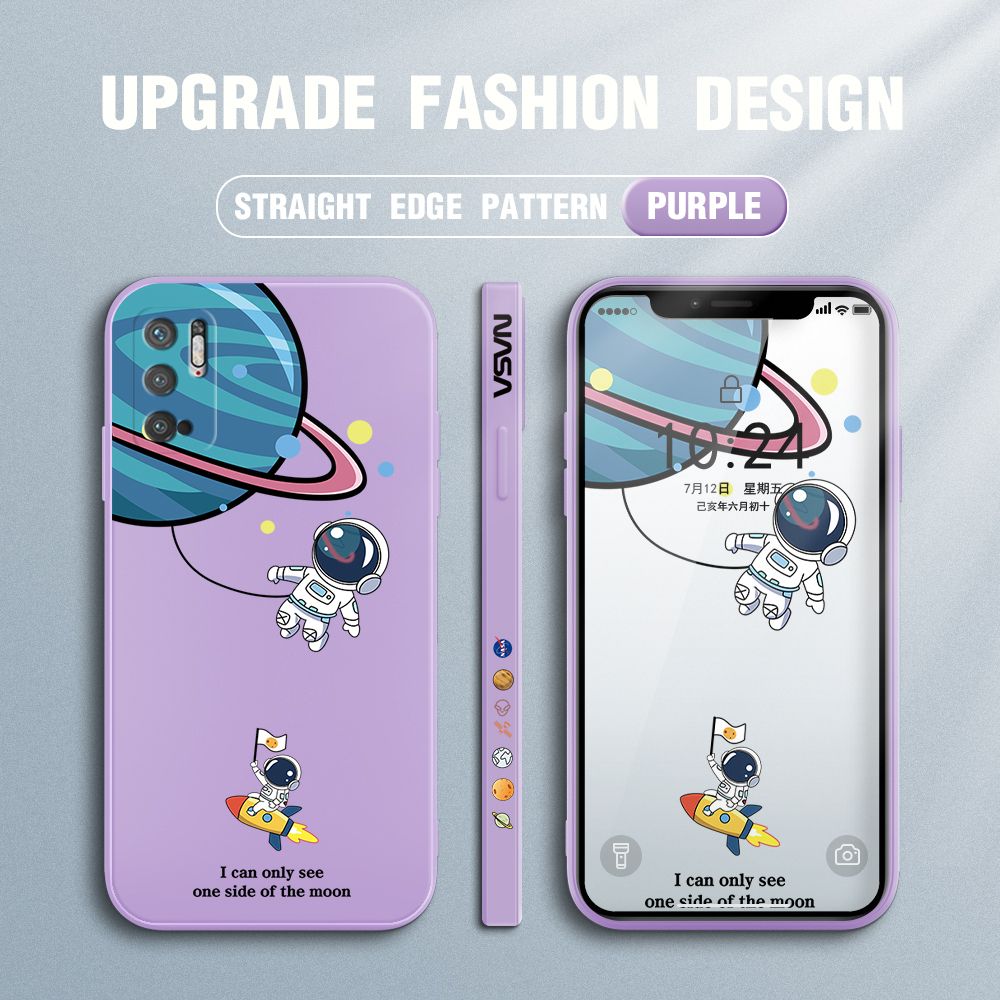 FHKL for Xiaomi Redmi Note 10 5G / Poco M3 Pro Back Cover Cartoon Astronaut Side design Soft Case Multicolor Liquid Silicone Phone Cases