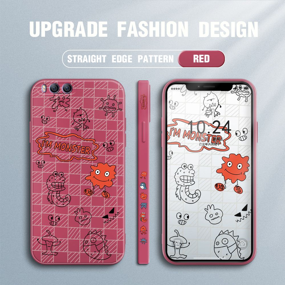 Jizetin for Xiaomi Mi 6 Case Side Design Phone Cover Printed Text “I Am Monster ” Cover Square Edge Pattern Liquid Silicone Trend Case