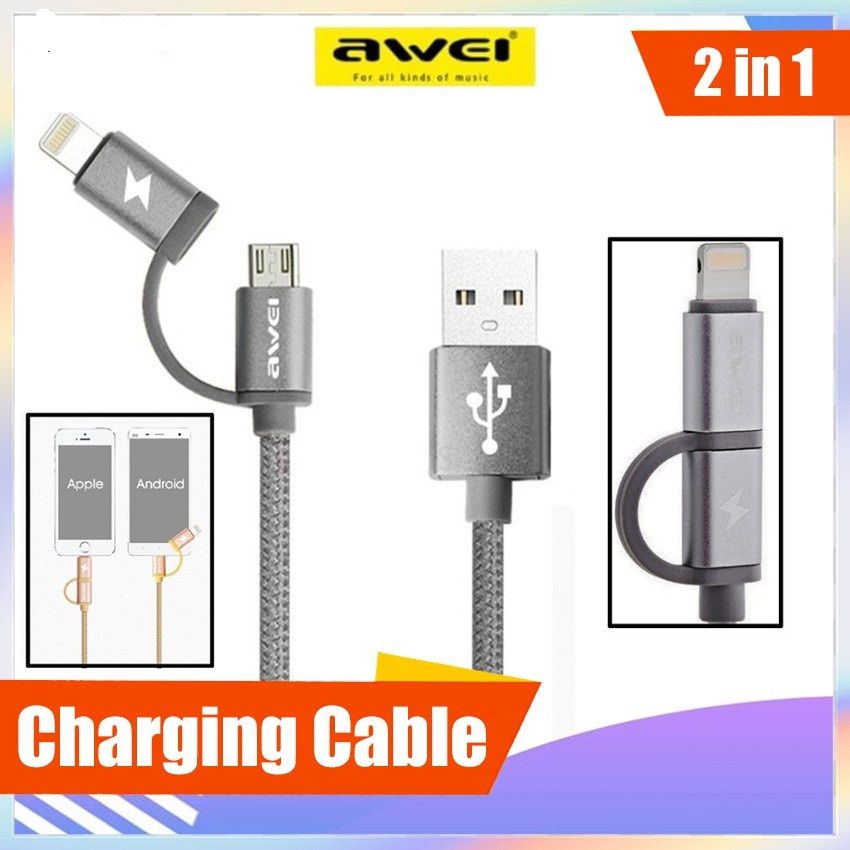 Awei CL-930C 2 In 1 Fast Charging Data Cable 20cm