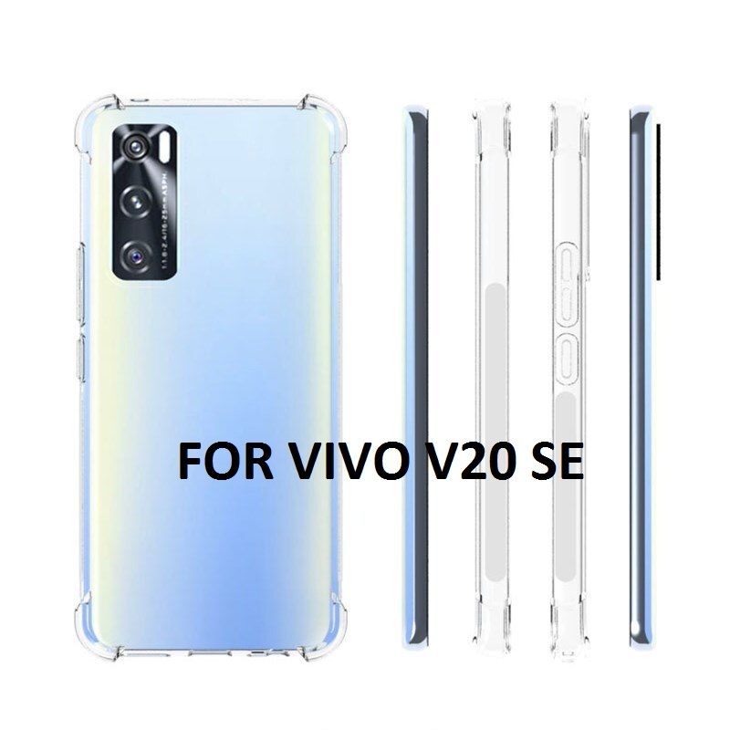 For Vivo V20SE Transparent 6D Crystal silicone Bumper case antiShock corner Clear back cover - Phone Back Cover