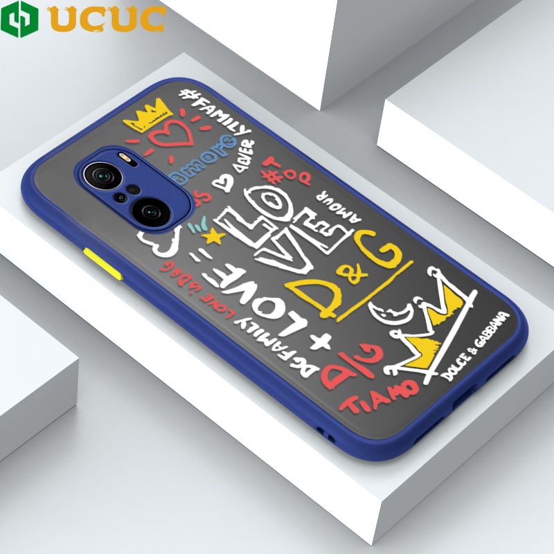 UCUC for Xiaomi Poco F3 / Redmi K40 / Redmi K40 Pro Back Cover LOVE Graffiti Frosted Transparent Hard Phone Case Thin Shockproof Full Cover Camera Protect Case