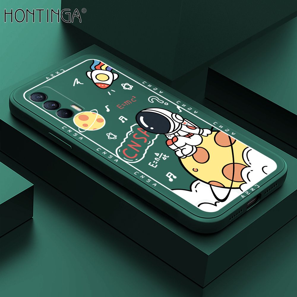 Hontinga for Realme V15 5G Case Cartoon Astronauts Phone Case Phone Case Soft Square Edge Silicone Cases Full Lens Cover Shockproof Protection Cover